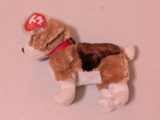 Fetcher the Dog - Ty Beanie Baby (White, Brown, 2002, MWMT, Plush, Toy, Stuffed Animal, Vintage, Retired)