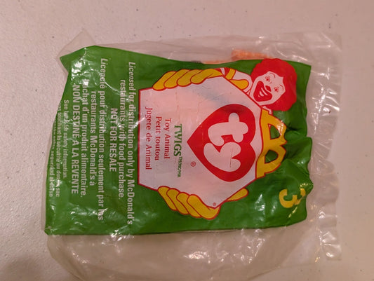 Twigs - McDonald's / Ty Teenie Beanie Baby (Yellow, Brown, 1999, Plush Toy, Vintage, Stuffed Animal, Retired)
