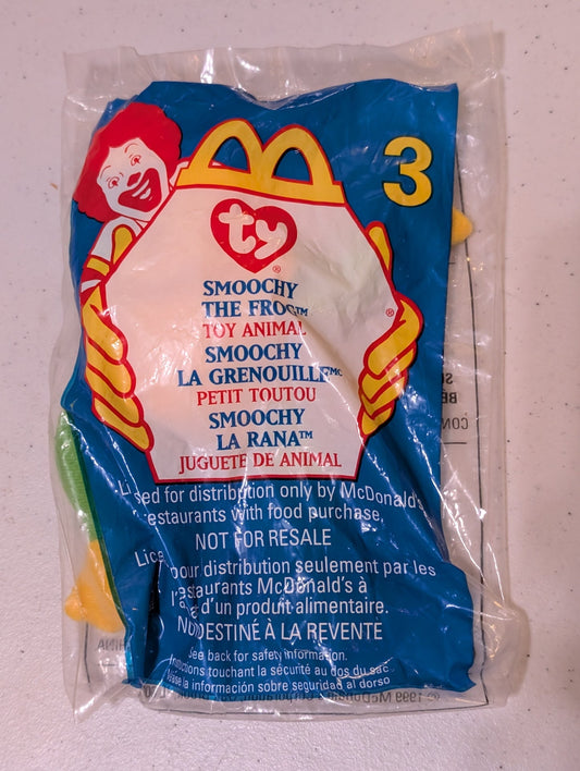 Smoochy the Frog - McDonald's / Ty Teenie Beanie Baby (Green, Yellow, 1999, Plush Toy, Vintage, Stuffed Animal, Retired)