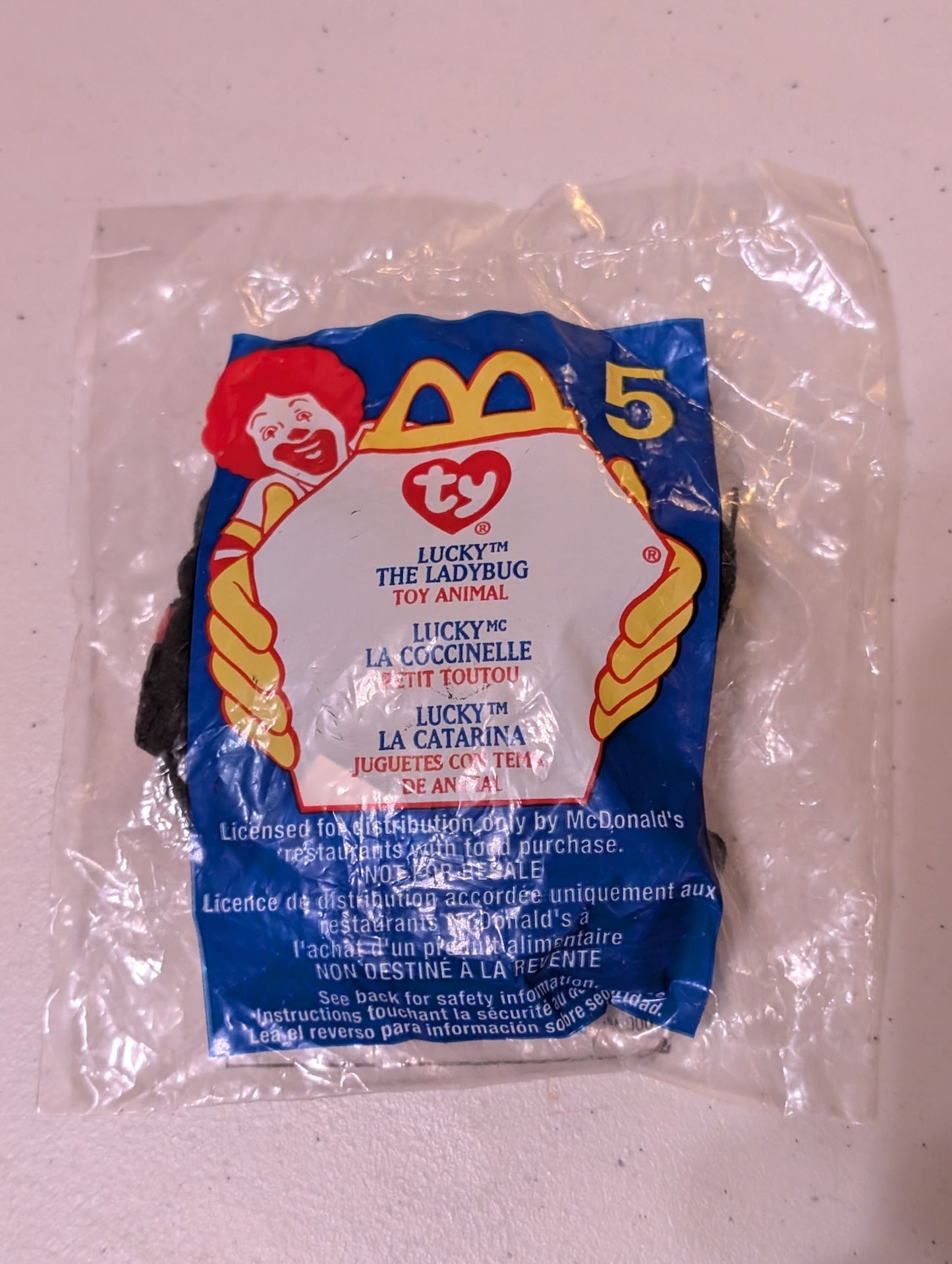Lucky the Ladybug - McDonald's / Ty Teenie Beanie Baby (Black, Red, 1999, Plush Toy, Vintage, Stuffed Animal, Retired)