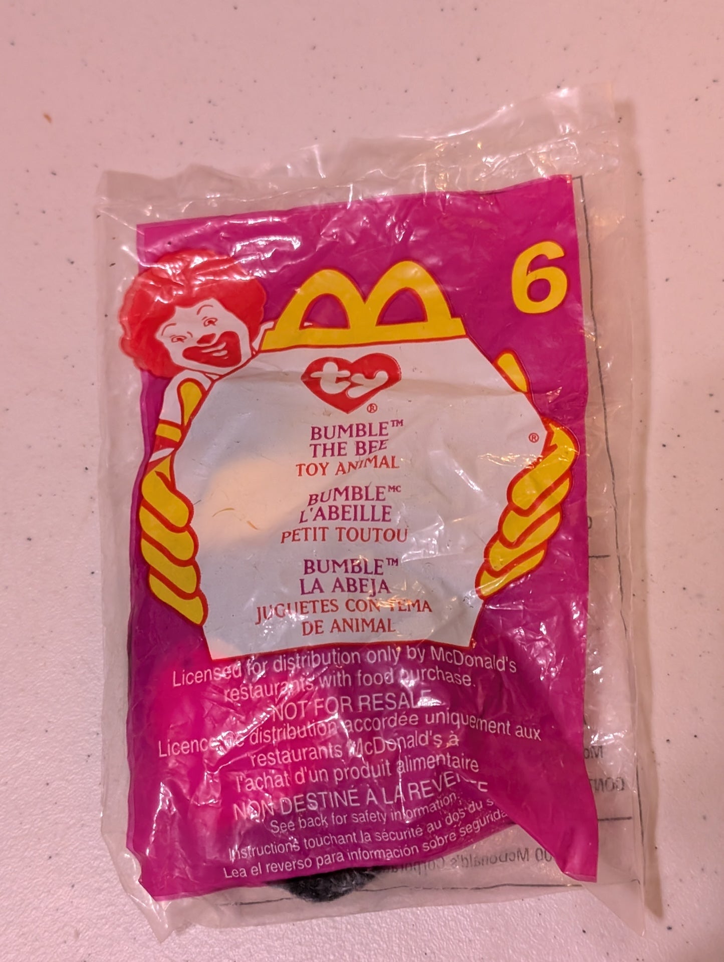 Bumble the Bee - McDonald's / Ty Teenie Beanie Baby (Black, Yellow, 1999, Plush Toy, Vintage, Stuffed Animal, Retired)