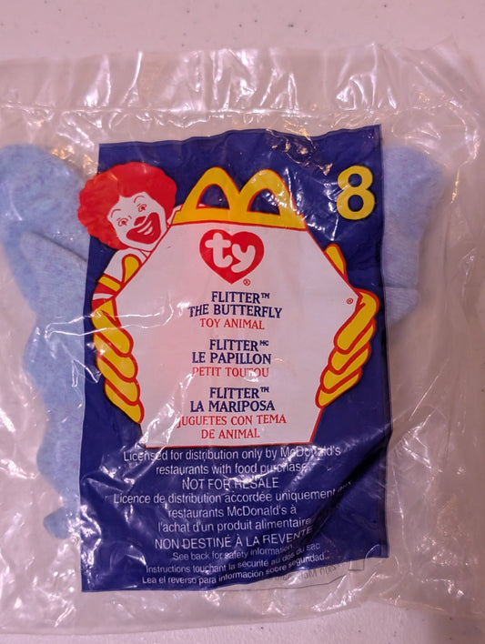 Flitter the Butterfly - McDonald's / Ty Teenie Beanie Baby (Blue, 2000, Plush Toy, Vintage, Stuffed Animal, Retired)