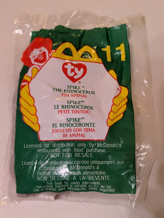 Spike the Rhinoceros - McDonald's / Ty Teenie Beanie Baby (Gray, 1999, Plush Toy, Vintage, Stuffed Animal, Retired)