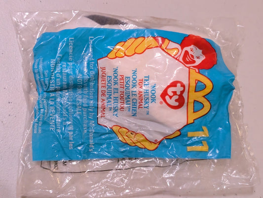 Nook the Husky - McDonald's / Ty Teenie Beanie Baby (Gray, White, 2000, Plush, Toy, Vintage, Stuffed Animal, Retired)