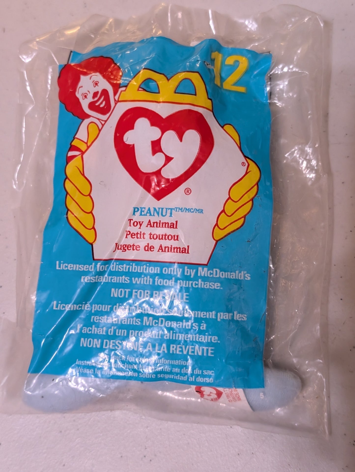 Peanut the Elephant - McDonald's / Ty Teenie Beanie Baby (Blue, 1999, Plush Toy, Vintage, Stuffed Animal, Retired)