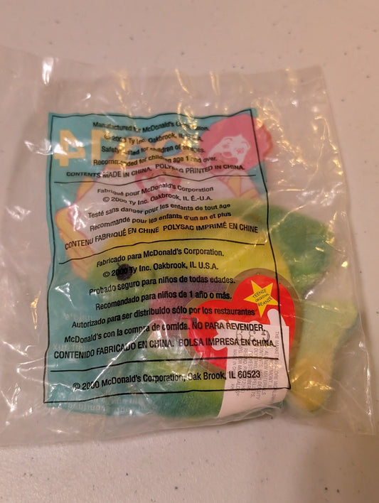 Coral the Fish - McDonald's / Ty Teenie Beanie Baby (Green, Yellow, 2000, Plush Toy Vintage, Stuffed Animal, Retired)