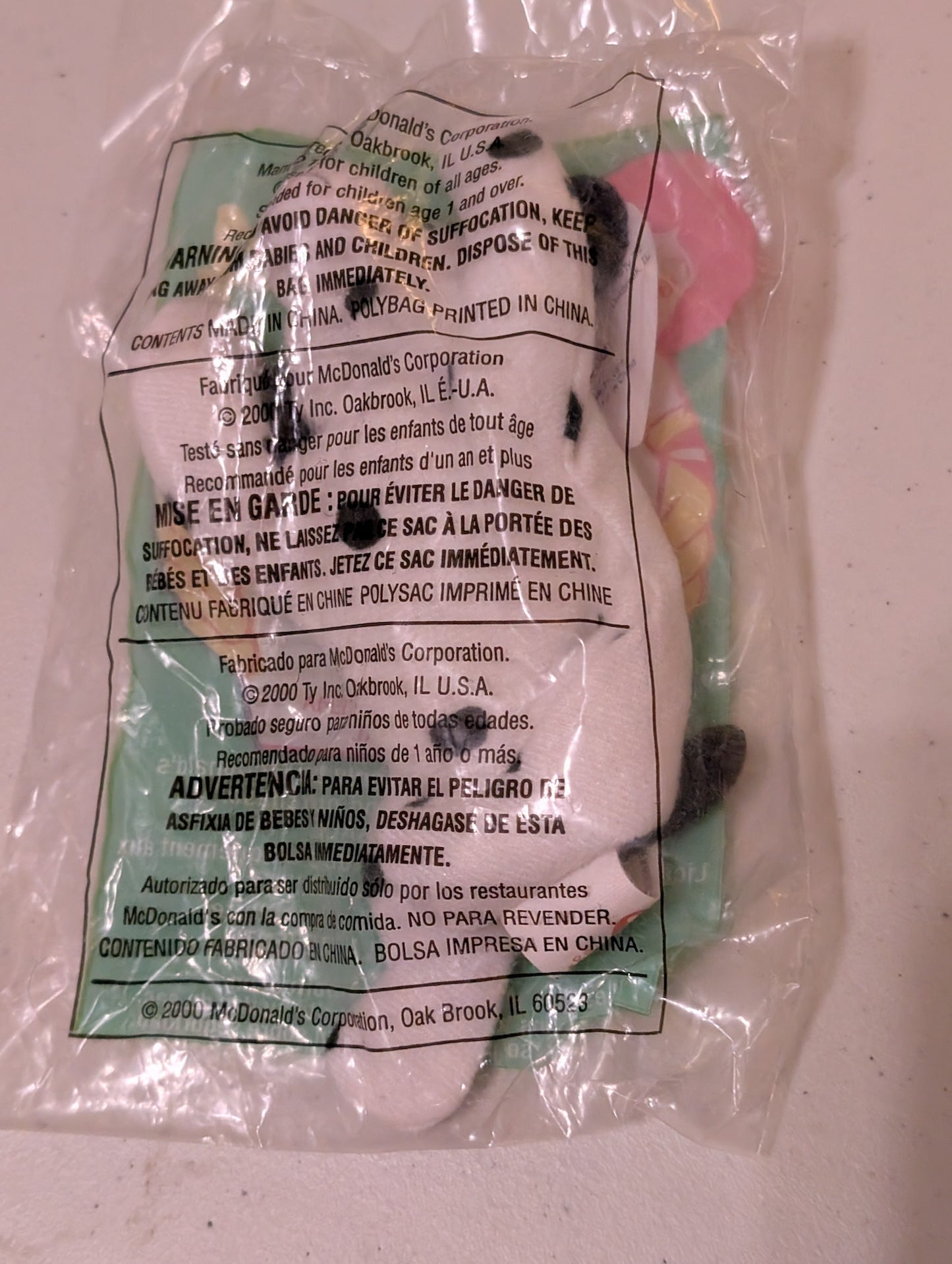 Dotty the Dalmatian - McDonald's / Ty Teenie Beanie Baby (White, Black, 2000, Plush Toy, Vintage, Stuffed Animal, Retired)