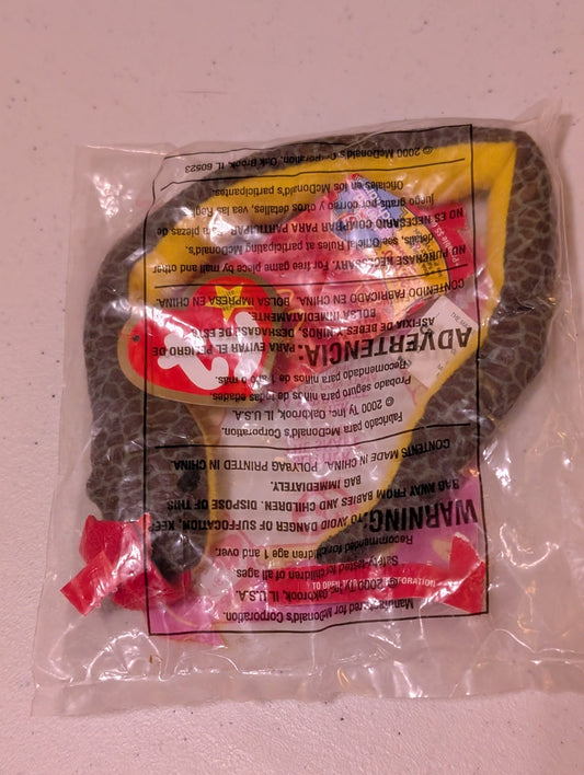 Slither the Snake - McDonald's / Ty Teenie Beanie Baby (Yellow, Black, 2000, Plush, Toy, Vintage, Stuffed Animal, Retired)