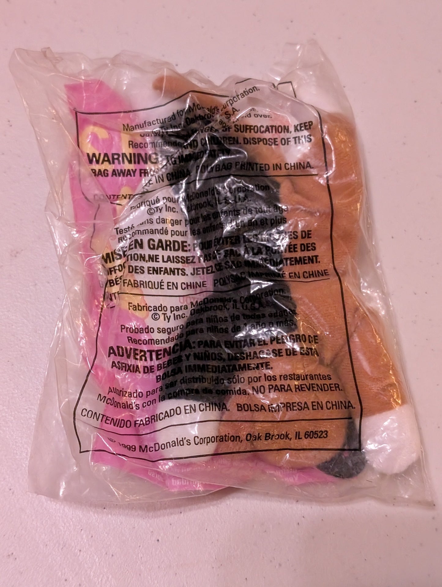 Chip the Cat - McDonald's / Ty Teenie Beanie Baby (Yellow, Brown, White, 1999, Plush Toy Vintage, Stuffed Animal, Retired)