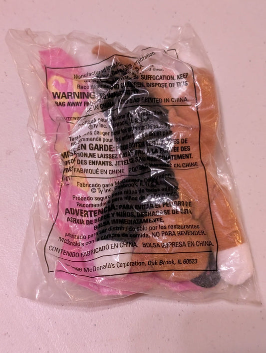 Chip the Cat - McDonald's / Ty Teenie Beanie Baby (Yellow, Brown, White, 1999, Plush Toy Vintage, Stuffed Animal, Retired)