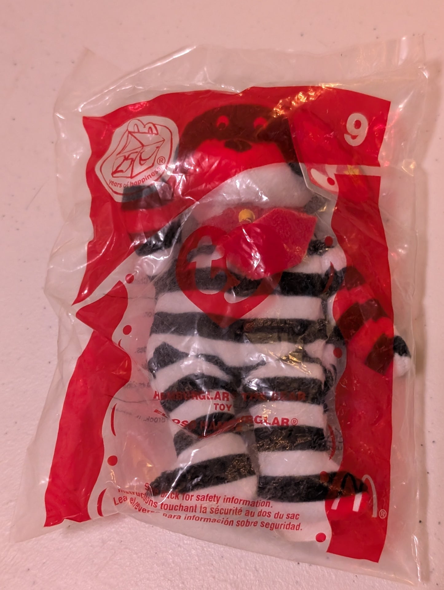 Hamburglar - McDonald's / Ty Teenie Beanie Baby (Black, White, Red, 2004, Plush, Toy, Vintage, Stuffed Animal, Retired)