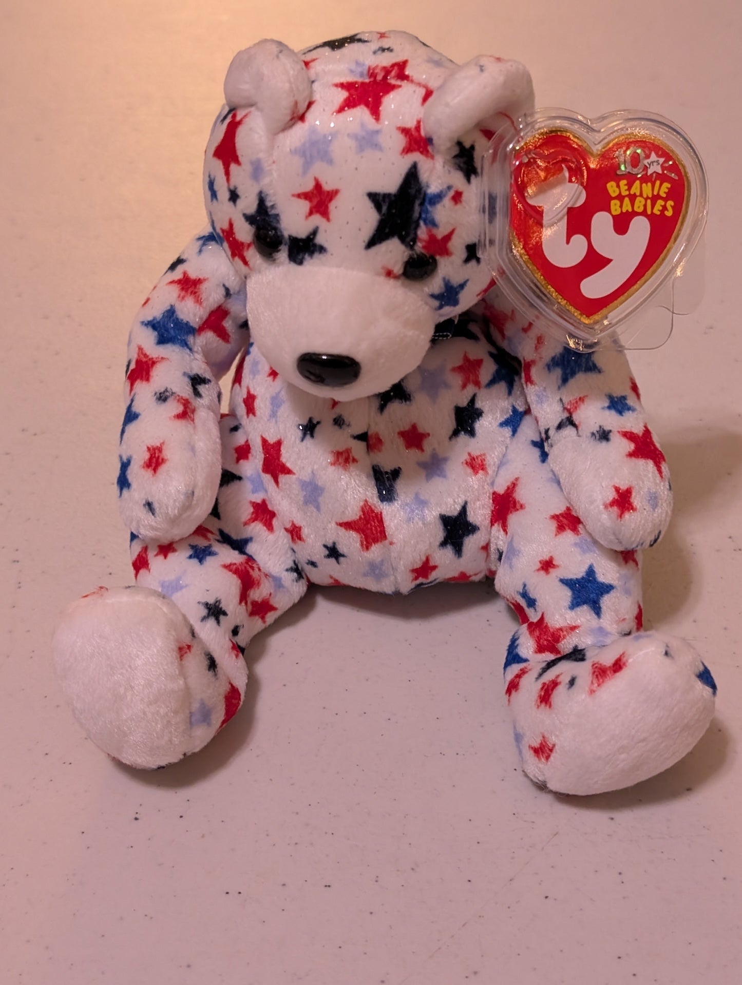 Star the Bear - Ty Beanie Baby (White, Red, Blue, 2003, Vintage, MWMT, Plush, Toy, Stuffed Animal, Retired)