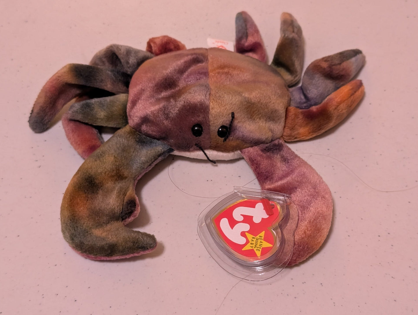 Claude the Crab - Ty Beanie Baby (Tie-Dye, 1996, Vintage, MWMT, Plush, Toy, Stuffed Animal, Retired)