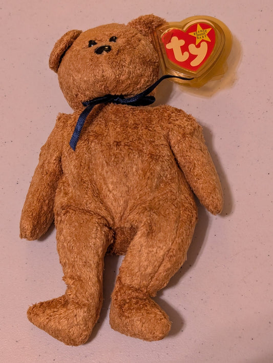 Fuzz the Bear - Ty Beanie Baby (Brown, 1998, Vintage, MWMT, Plush, Toy, Stuffed Animal, Retired)