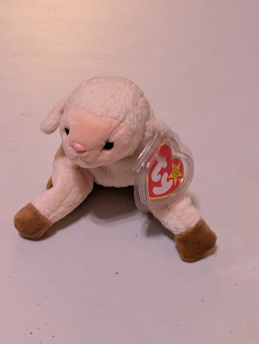 Lovie the Lamb - Ty Beanie Baby (Cream, 1999, Vintage, MWMT, Plush Toy, Stuffed Animal, Retired)