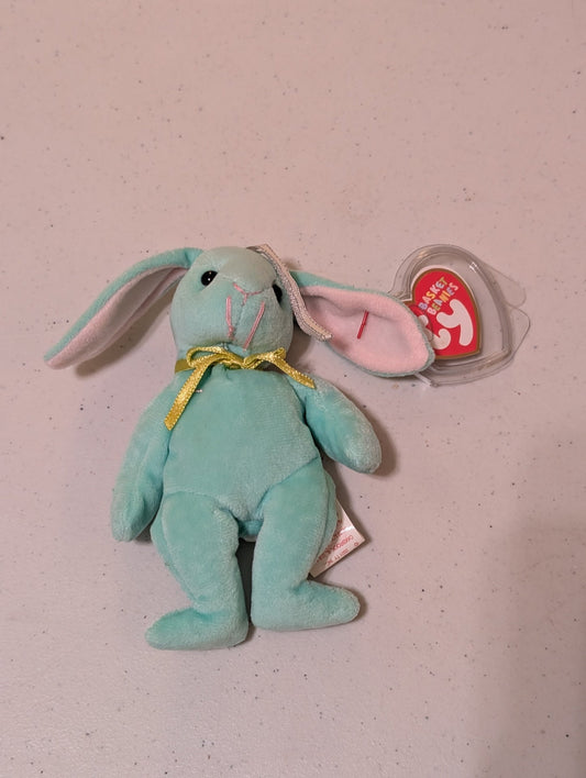 Hippity the Rabbit - Small Ty Beanie Baby (Green, 1996, Vintage, MWMT, Plush Toy, Stuffed Animal, Retired)