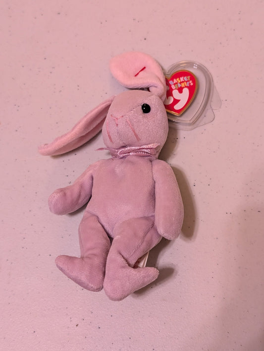 Hoppity the Rabbit - Ty Beanie Baby (Pink, 1996, Vintage, MWMT, Plush Toy, Stuffed Animal, Retired)