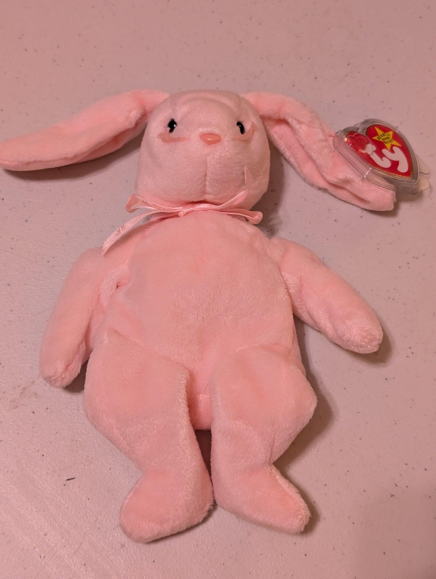 Hoppity the Rabbit - Ty Beanie Baby (Pink, 1996, Vintage, MWMT, Plush, Toy Stuffed Animal, Retired)