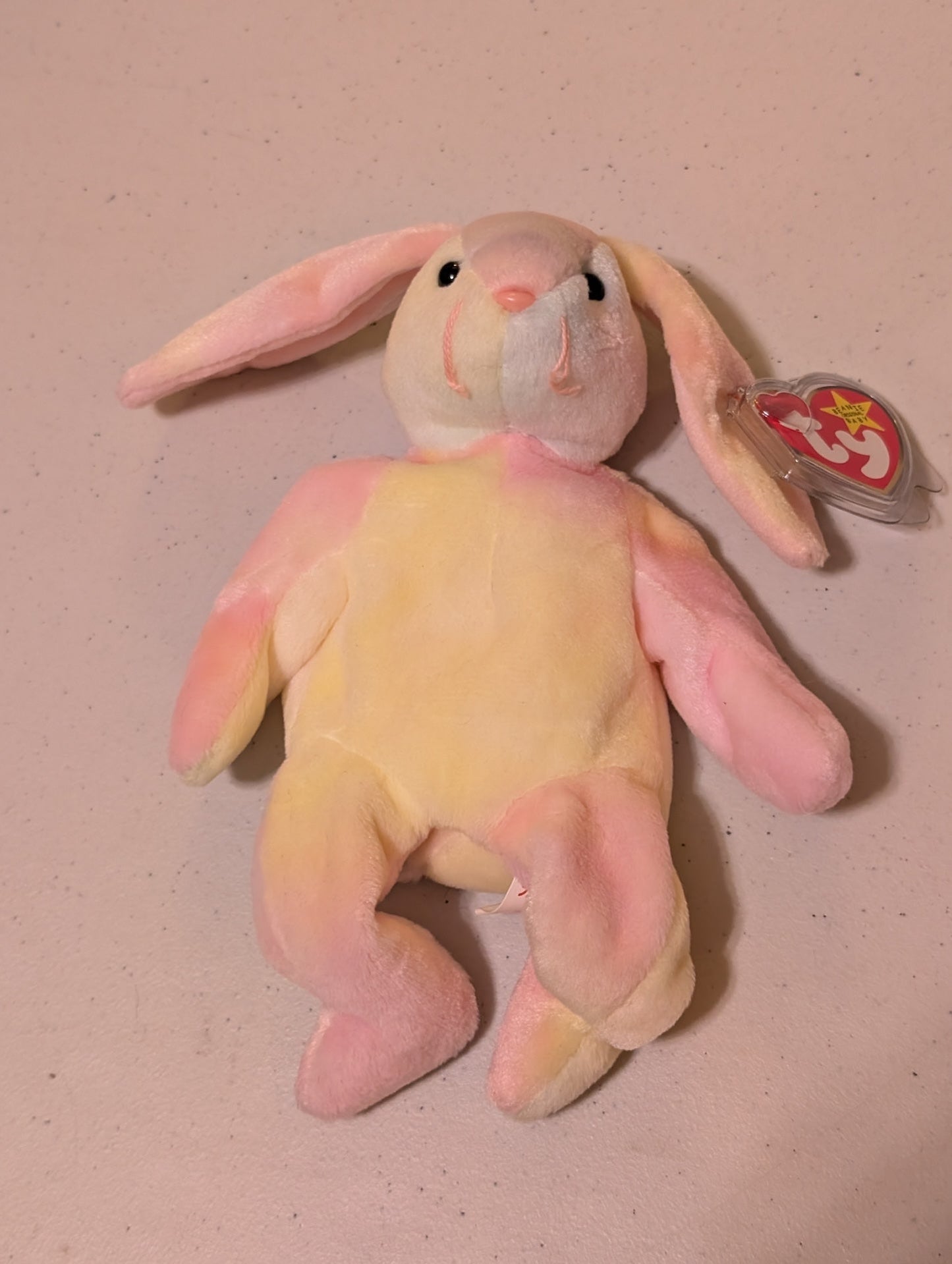 Ears the Rabbit - Ty Beanie Baby (Pink, Yellow, 2000, Vintage, MWMT, Plush, Toy, Stuffed Animal, Retired)