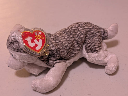 Blizzard the Husky - Ty Beanie Baby (White, Gray, 2003, Vintage, MWMT, Plush, Toy, Stuffed Animal, Retired)