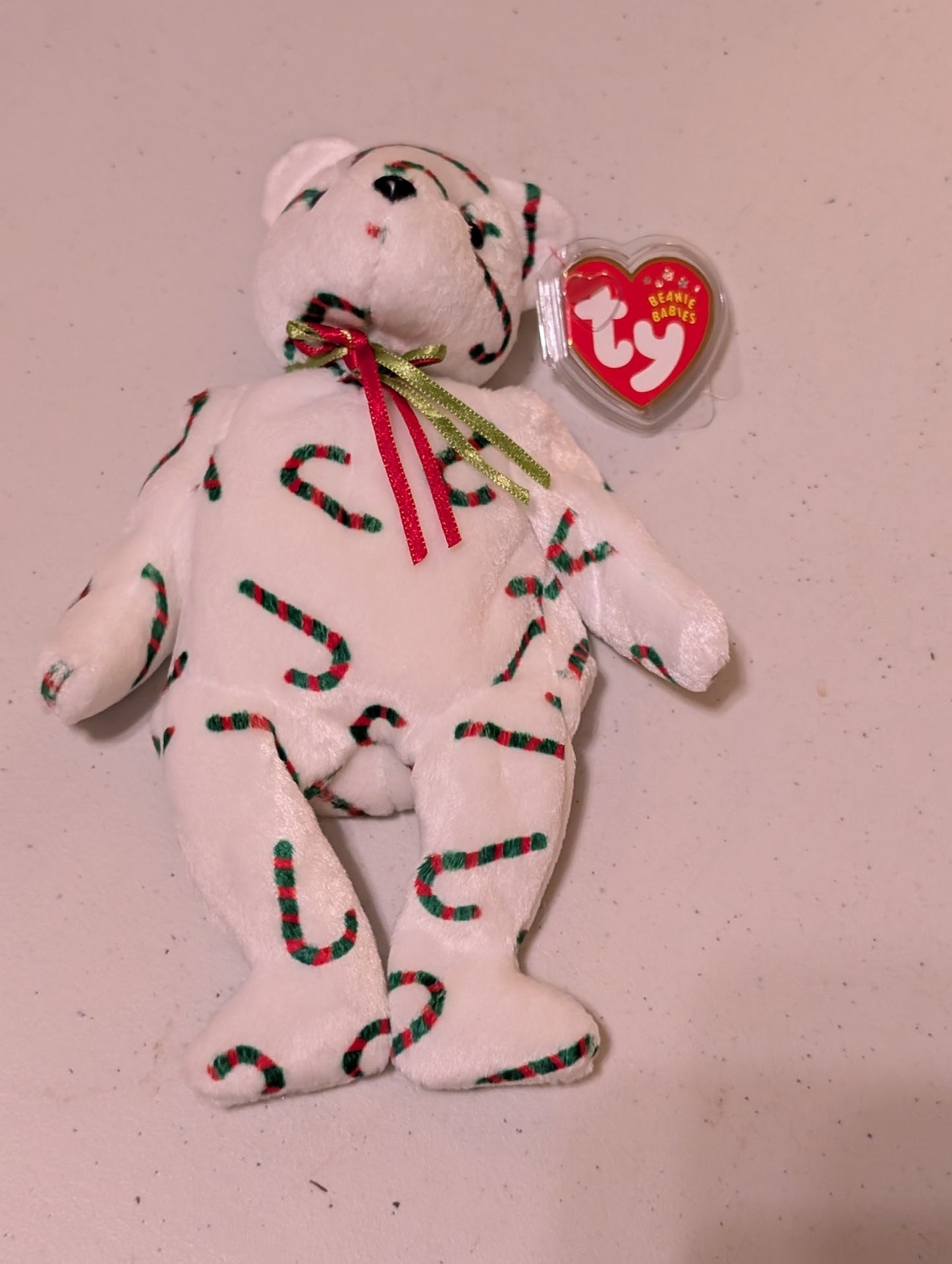 Holiday the Bear - Ty Beanie Baby (White, Green, Red, 2000, Vintage, MWMT, Plush, Toy, Stuffed Animal, Retired)