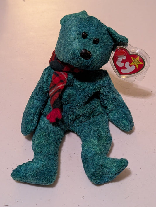 Wallace the Bear - Ty Beanie Baby (Green, 2002, Vintage, MWMT, Plush, Toy, Stuffed Animal, Retired)