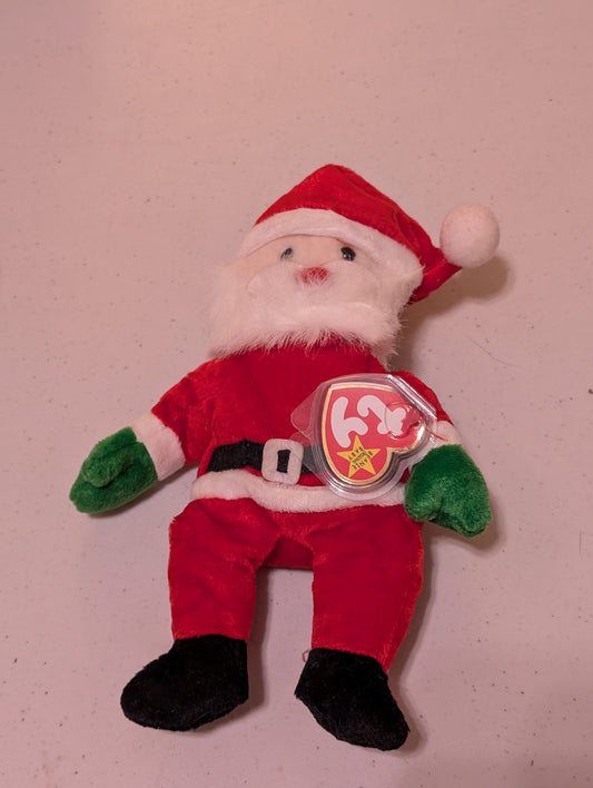 Santa the Santa Claus - Ty Beanie Baby (Red, White, Green, Black, 1998, Vintage, MWMT, Plush Toy, Stuffed Animal, Retired)