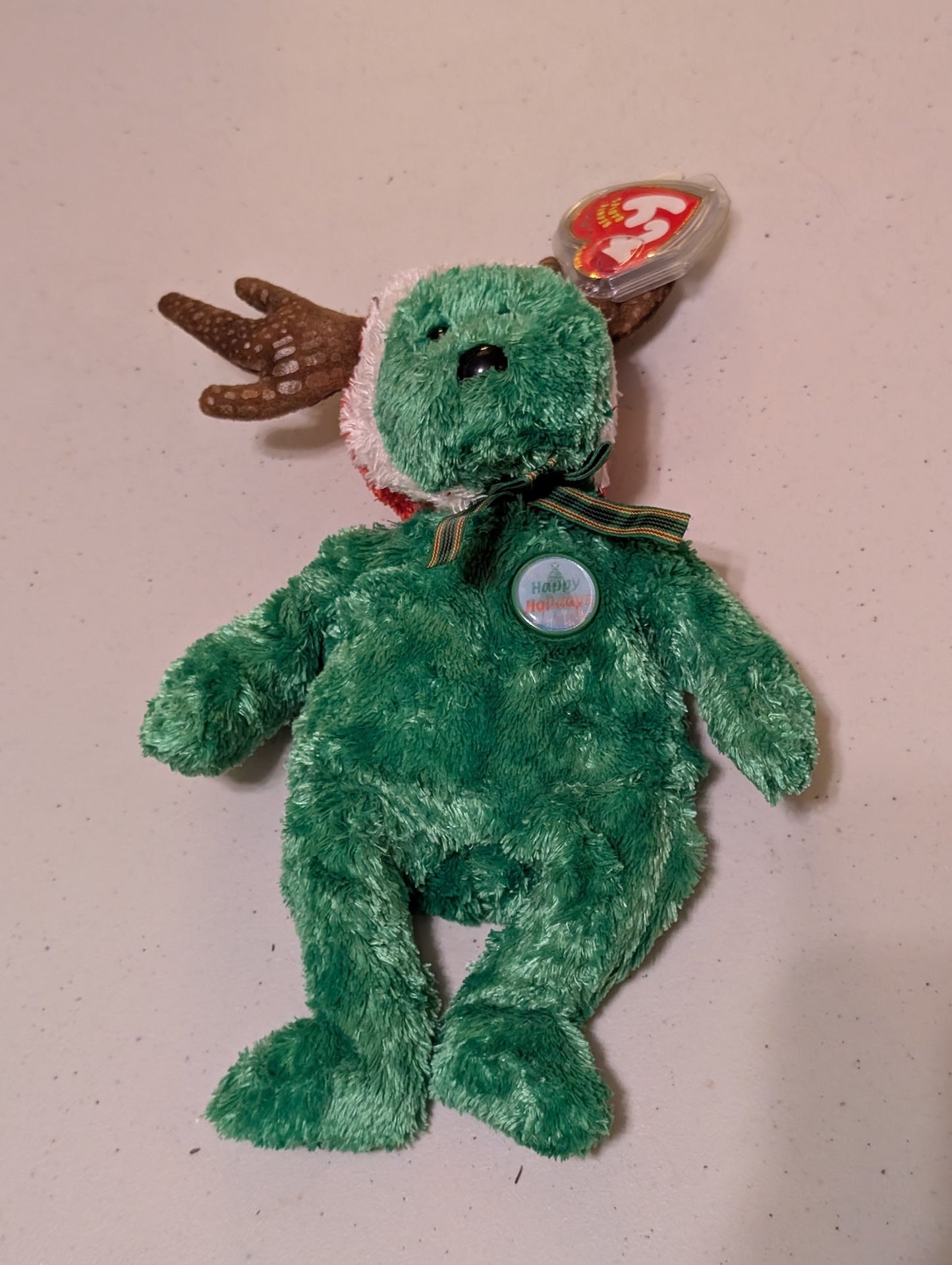 2002 Holiday Teddy the Bear - Ty Beanie Baby (Green, 2002, Vintage, MWMT, Plush, Toy Stuffed Animal, Retired)