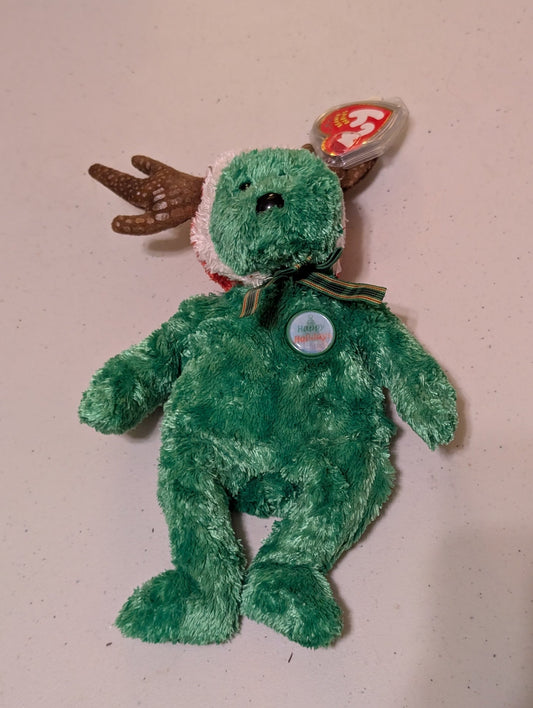 2002 Holiday Teddy the Bear - Ty Beanie Baby (Green, 2002, Vintage, MWMT, Plush, Toy Stuffed Animal, Retired)