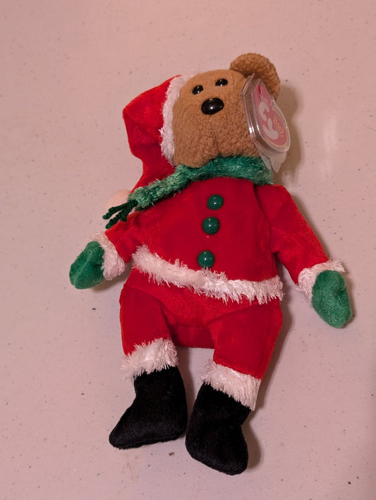 1999 Holiday Teddy the Bear - Ty Beanie Baby (Brown, Red, Green, 1999, Vintage, MWMT, Plush, Toy, Stuffed Animal, Retired)