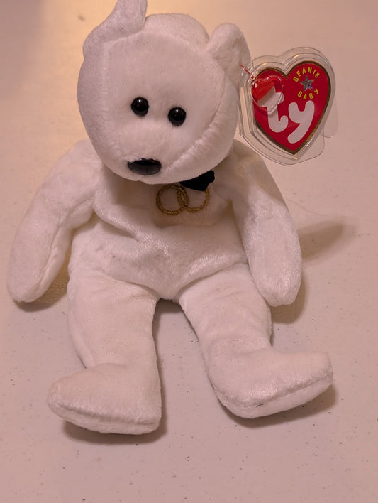 Mr. the Bear - Ty Beanie Baby (White, 2001, Vintage, MWMT, Plush, Toy, Stuffed Animal, Retired)