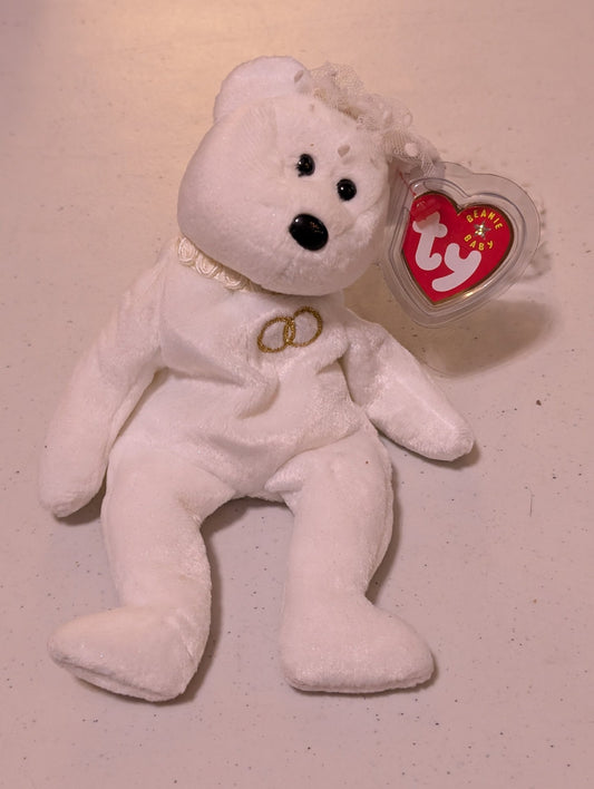Mrs. the Bear - Ty Beanie Baby (White, 2001, Vintage, MWMT, Plush, Toy Stuffed Animal, Retired)