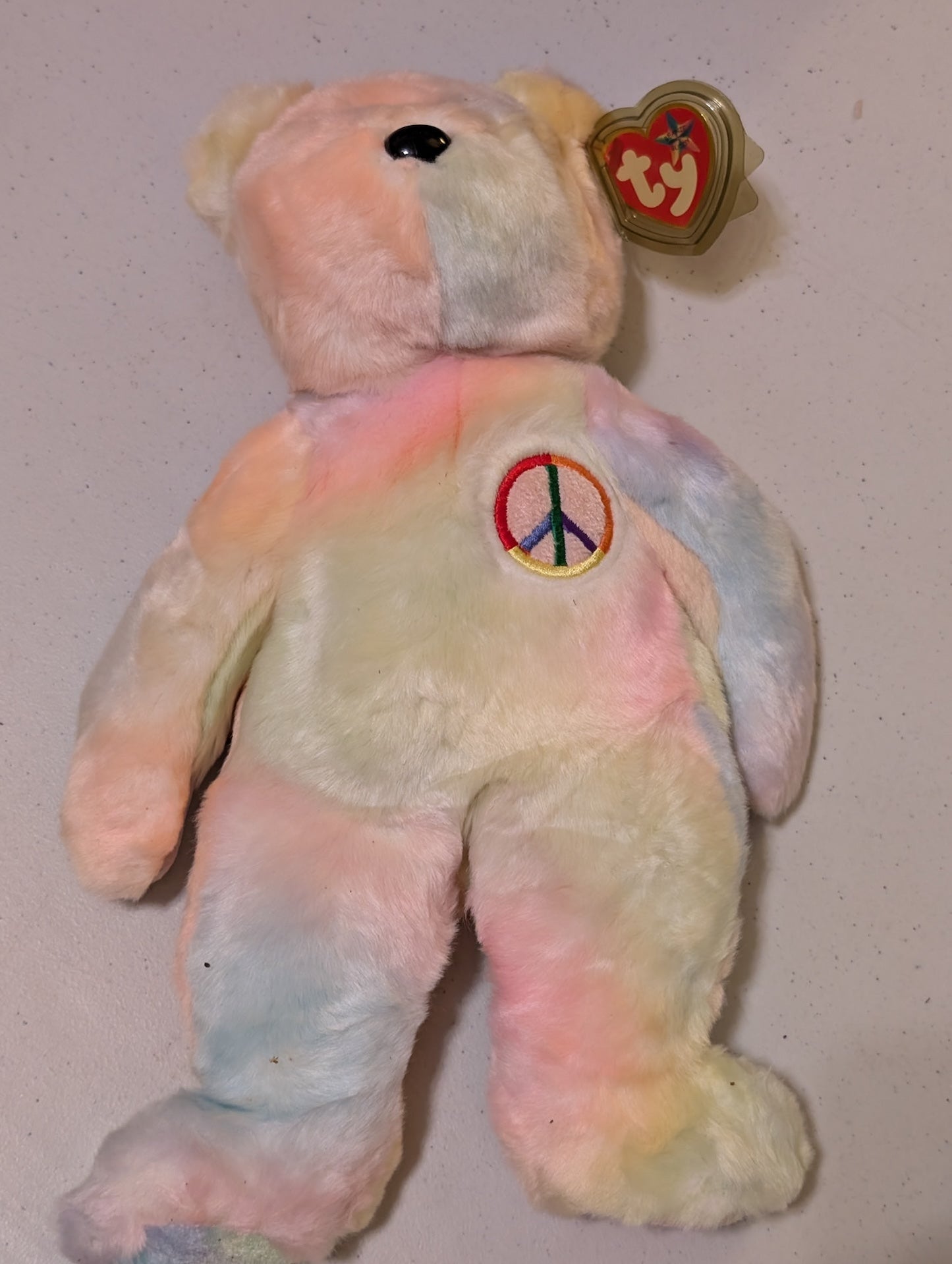 Peace Bear Ty Beanie Buddies Plush Boho Hippie Collectible Vintage 90s (MWMT, Vintage, Retired, with Tag, VTG, Stuffed Animal, Plush, Toy)