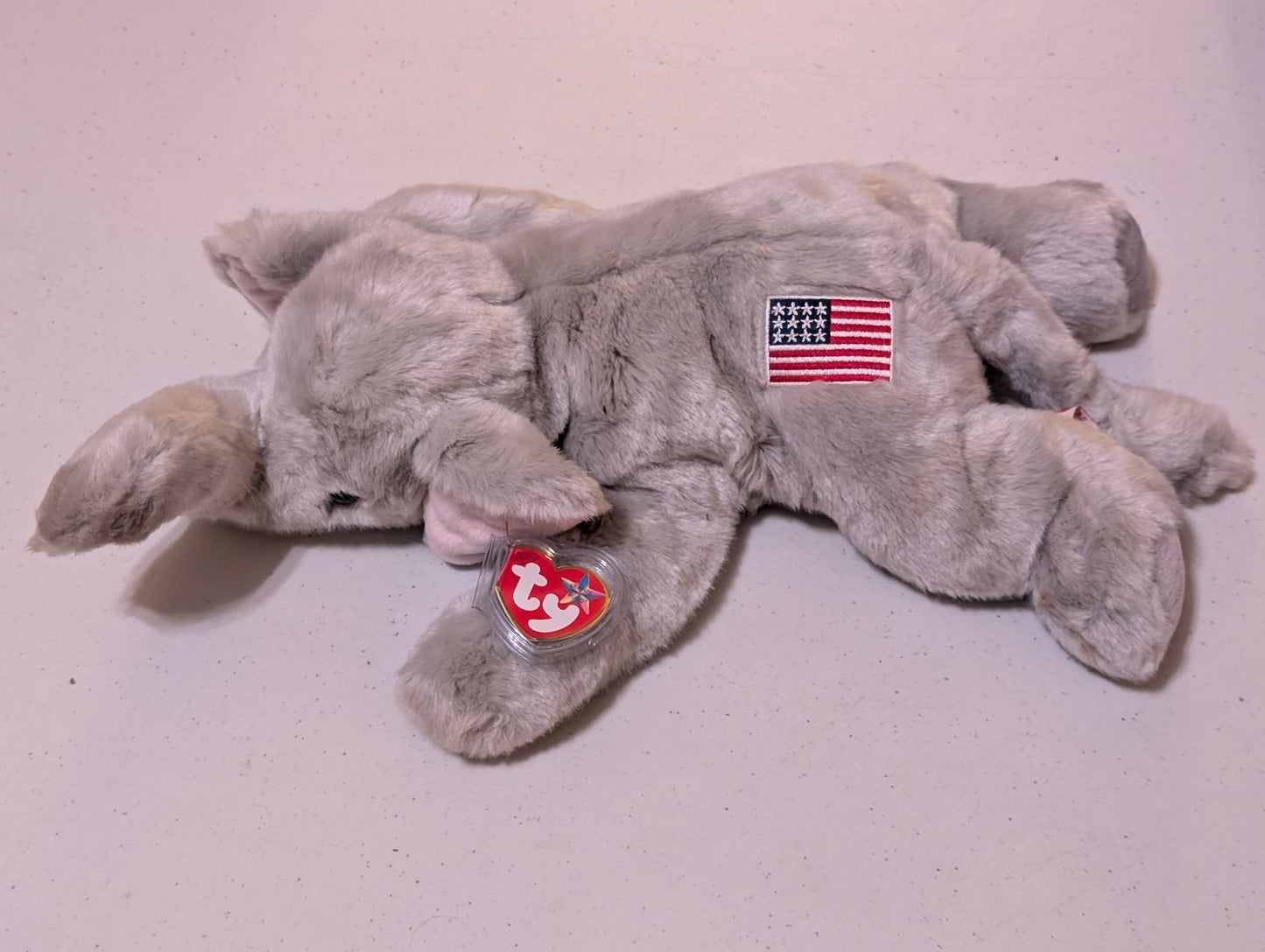 RIGHTY the Elephant Ty Beanie Buddy  17" with Tail U.S.A. America Republican (MWMT, Vintage, Retired, with Tag, VTG, Stuffed Animal, Plush, Toy)