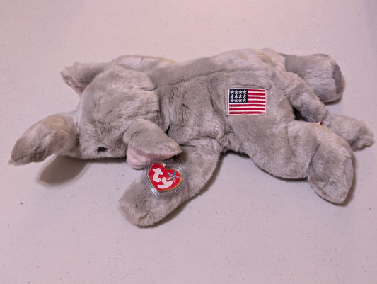 RIGHTY the Elephant Ty Beanie Buddy  17" with Tail U.S.A. America Republican (MWMT, Vintage, Retired, with Tag, VTG, Stuffed Animal, Plush, Toy)
