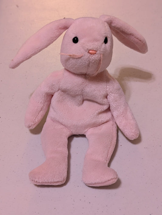 Hoppity The Pink Rabbit TY Beanie Baby (Vintage, Retired,VTG, Stuffed Animal, Plush, Toy)