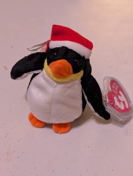 Waddles the Penguin - Ty Jingle Beanie (Black, White, Red, 2001, Plush, Toy, Stuffed Animal, MWMT, Vintage, Retired)