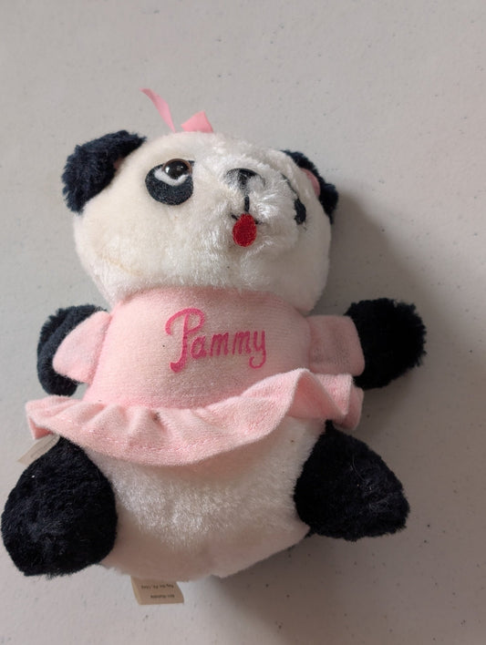 Pammy the Panda - Fun World Plush Toy (White, Black, Pink, 1980s, Panda)