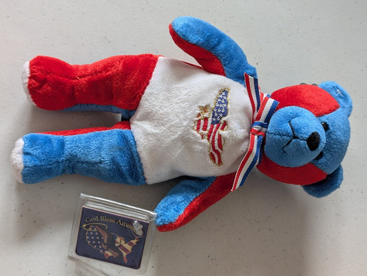 God Bless America Bear - Limited Treasures Plush Toy (Red, White, Blue, 2001, Bear)