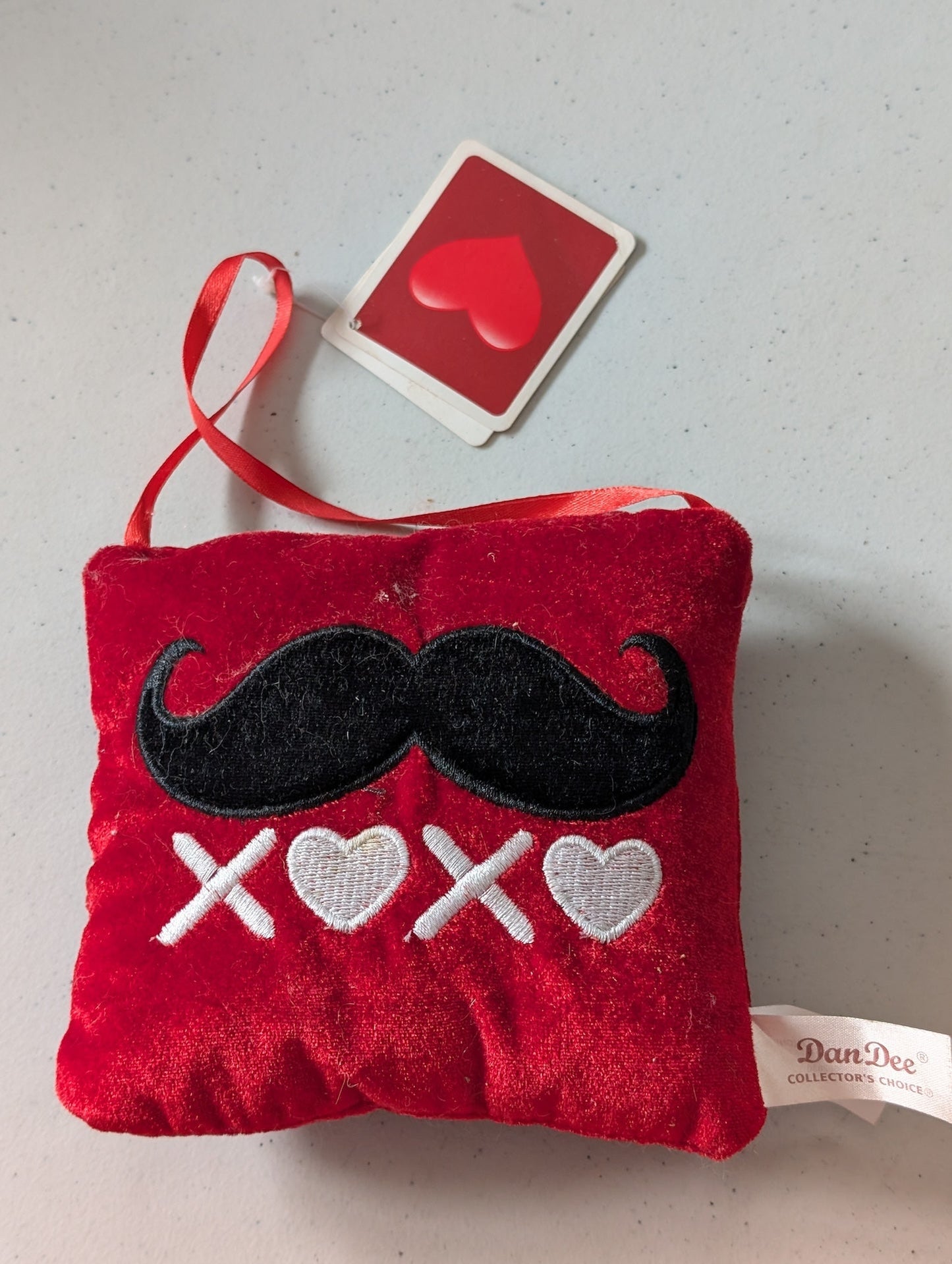 Mustache "XOXO" Pillow - DanDee Plush Toy (Red, Black, White, 2010s, Pillow)