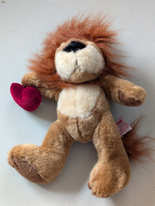 Valentine's Lion - Lillian Vernon Plush Toy (Brown, 1990s, Lion)