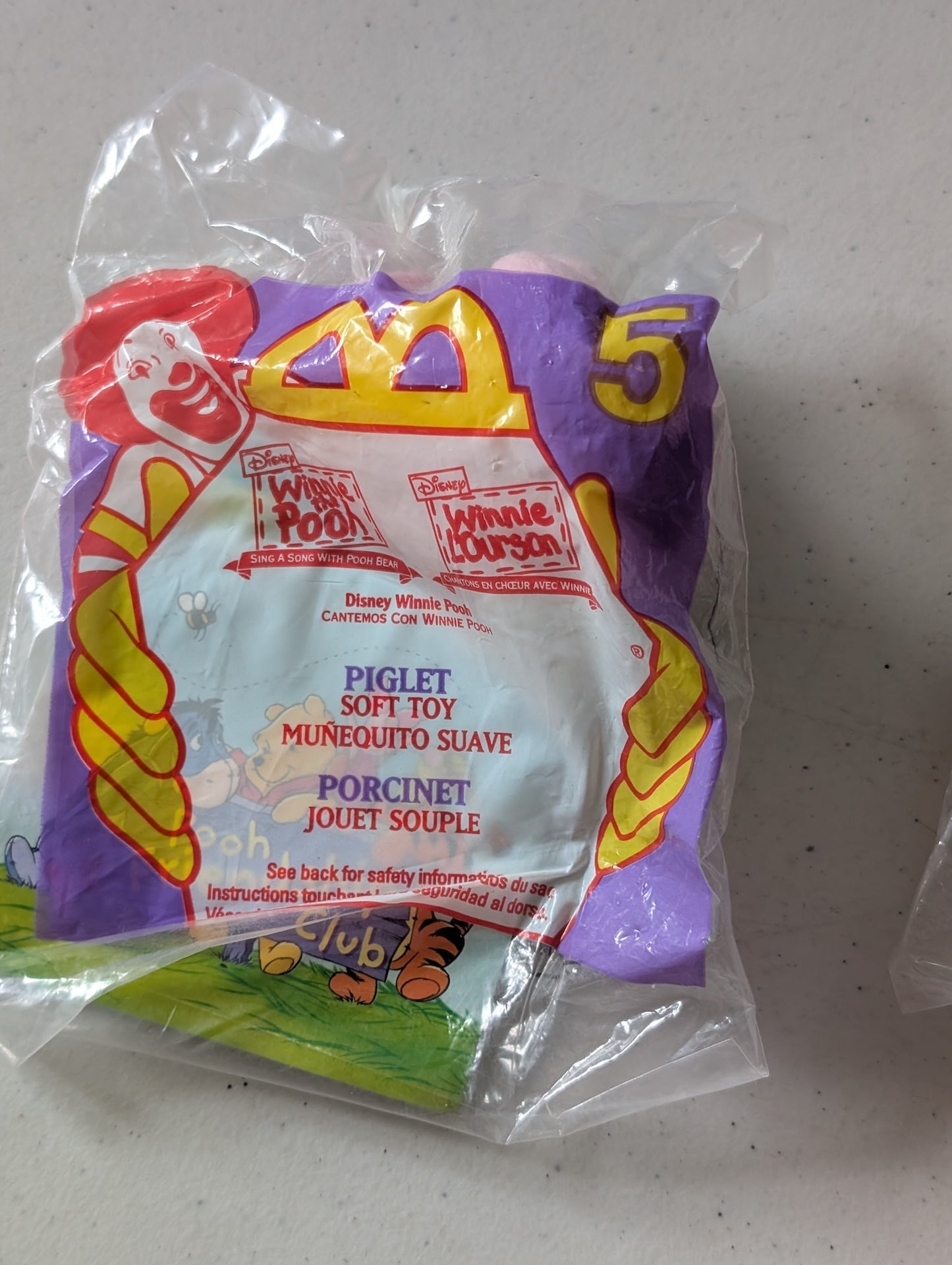 Sing a Song with Pooh Bear - Piglet - McDonald's / Disney Happy Meal Toy (Pink, 1998, Plush Toy)