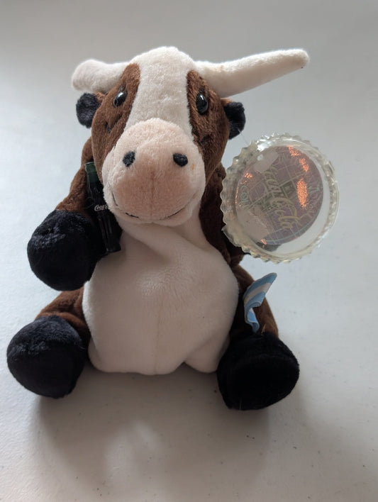 Vaca the Longhorn Argentina(Coke, Coca-Cola, Cocoa Cola International, MWMT, Vintage, Retired, with Tag, VTG, Stuffed Animal, Plush, Toy, Bean Bag)