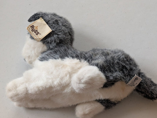 Blizzard Jr Siberian Husky Puppy Plush Toy Gray White Alaskan Malamute 11" Russ (MWMT, Vintage, Retired, VTG, Stuffed Animal, Plush, with tags, Toy, Large)