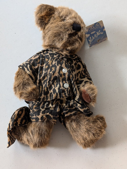 Chelsea Wearing A Cheetah Print Coat And Hat Dakin Applause(MWMT, Vintage, Retired, with Tag, VTG, Stuffed Animal, Plush, Toy, Nick and Nora)