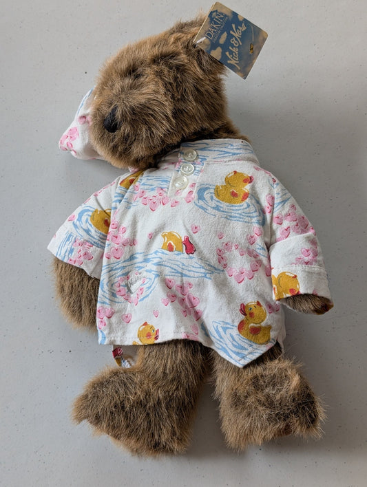 Duck Pajamas Bear by Nick and Nora Dakin (MWMT, Vintage, Retired, with Tag, VTG, Stuffed Animal, Plush, Toy, Nick and Nora)