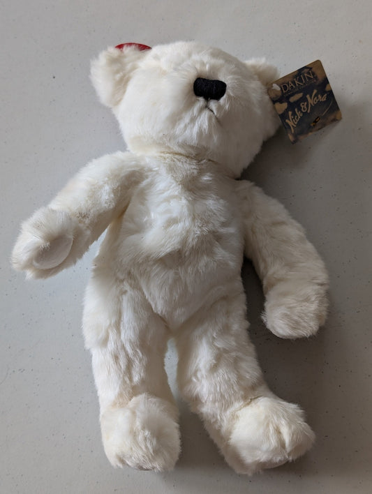 White Teddy Bear Dakin  Nick & Nora (MWMT, Vintage, Retired, with Tag, VTG, Stuffed Animal, Plush, Toy, Nick and Nora)
