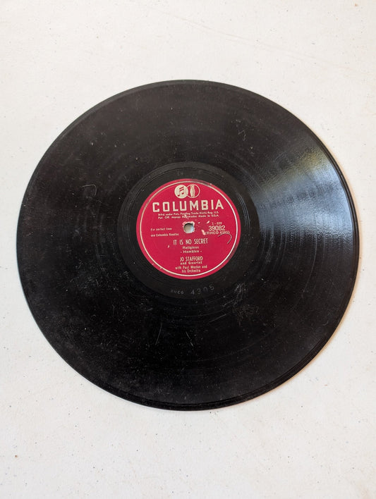 Jo Stafford and Quartet It Is No Secret Paul Weston and his Orchestra 78 RPM record