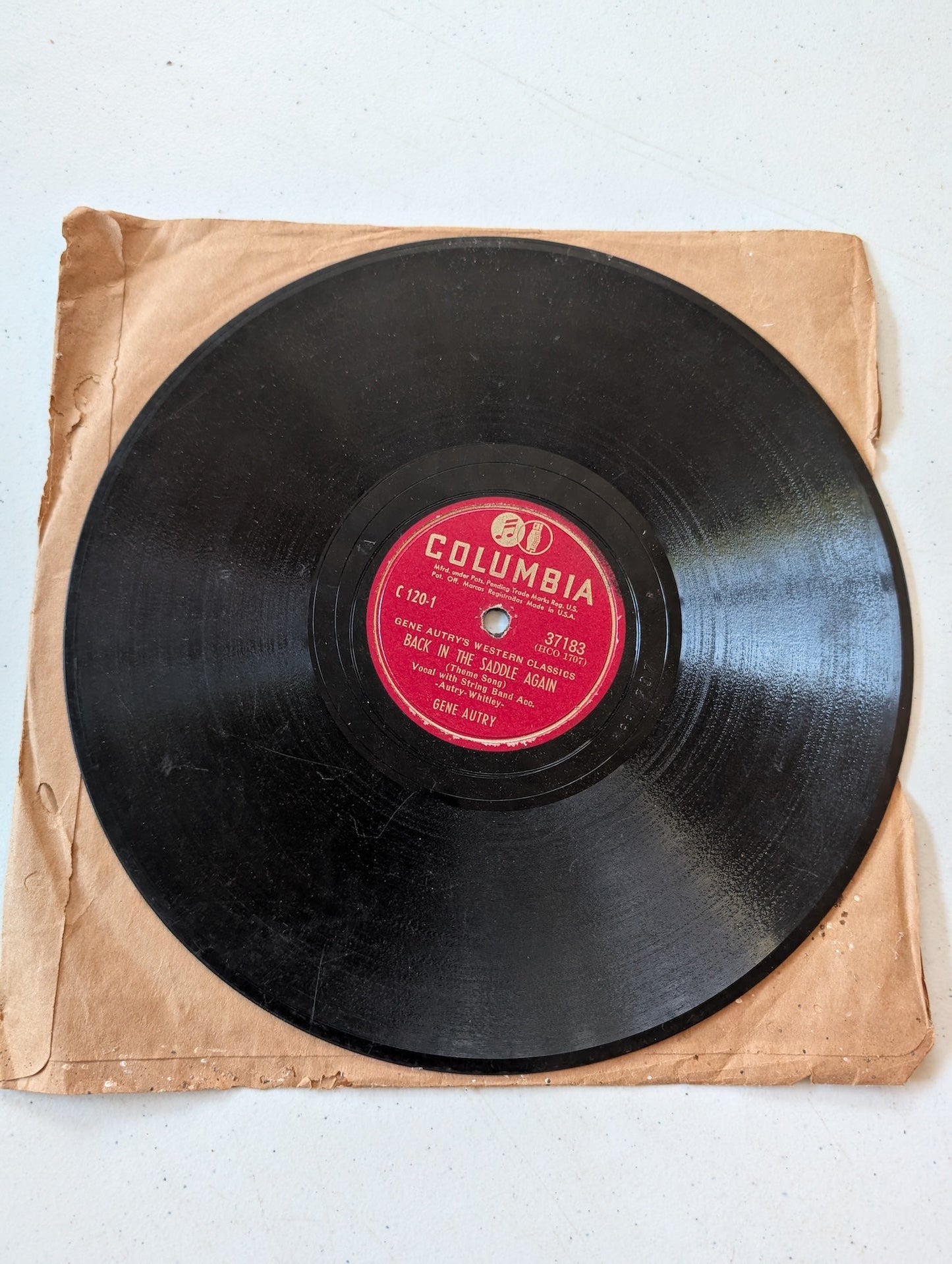 Gene Autry's Back in the Saddle Again 78 RPM RECORD