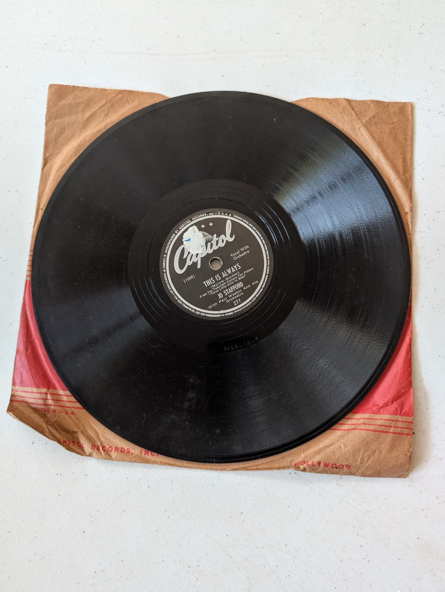 Jo Stafford – I'll Be With You In Apple Blossom Time / This Is Always Shellac, 10", 78 RPM